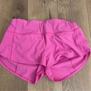 Lululemon Speed Up pink shorts, low rise, 2.5 inches, size 4